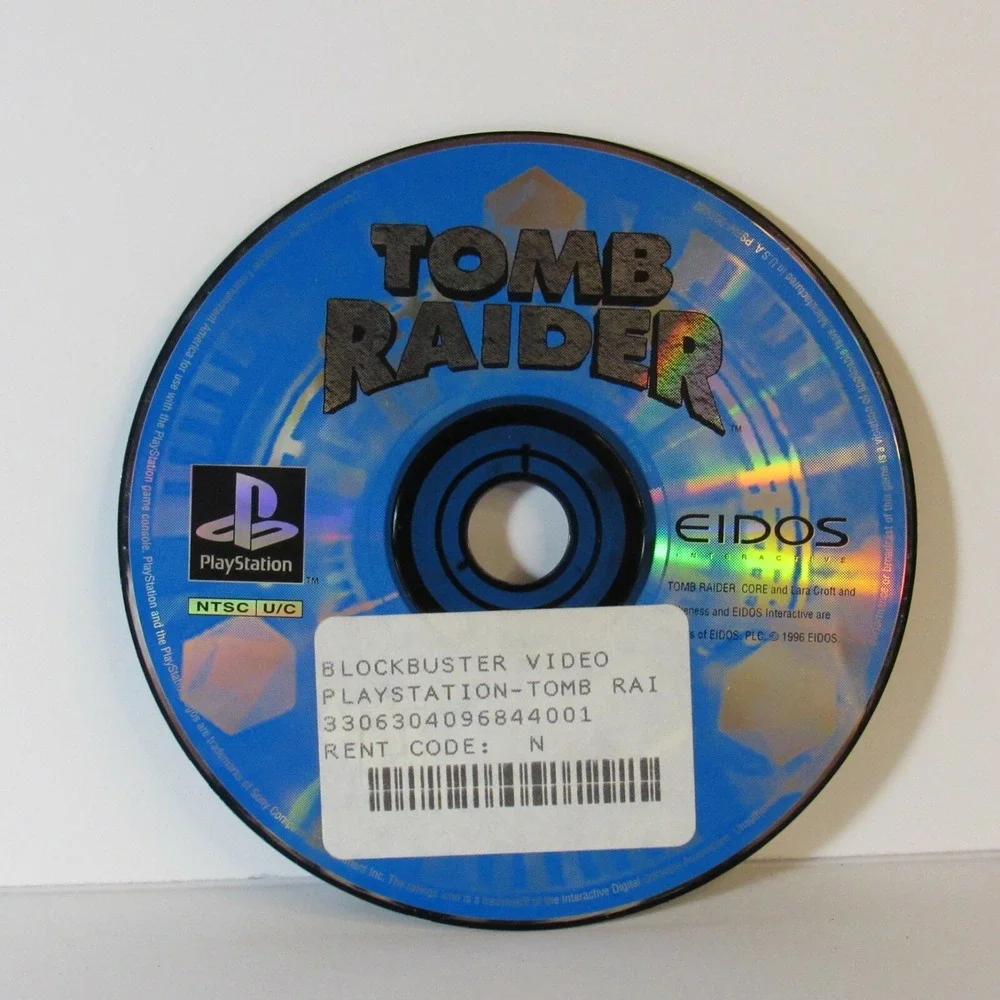 Tomb Raider Blue PS1 PlayStation 1 1996 1st print PS1 Black Label game DISC ONLY